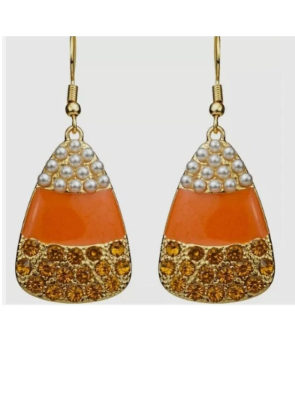 Kirks Folly Earrings Candy Corn French Wire Gold tone Pierced Halloween Candy